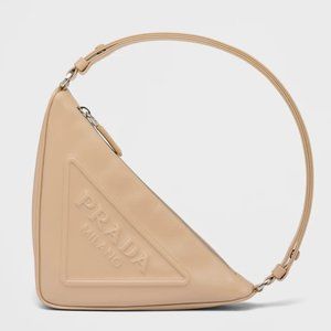 Prada Triangle Leather Pouch - Beige - Like New